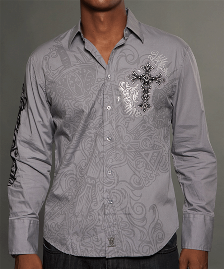 Рубашка мужская Rebel Spirit LSW121390-GREY