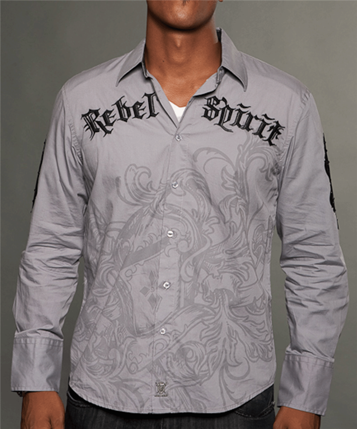 Рубашка мужская Rebel Spirit LSW121386-GREY